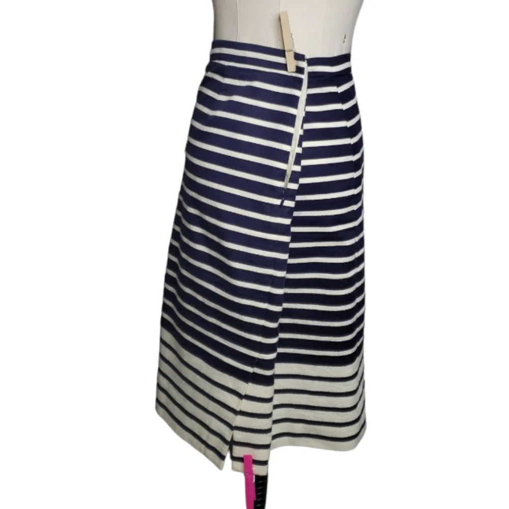 J Crew Gradient Stripe Pencil Skirt 8 Colorblock Textured Nautical Yatch Preppy